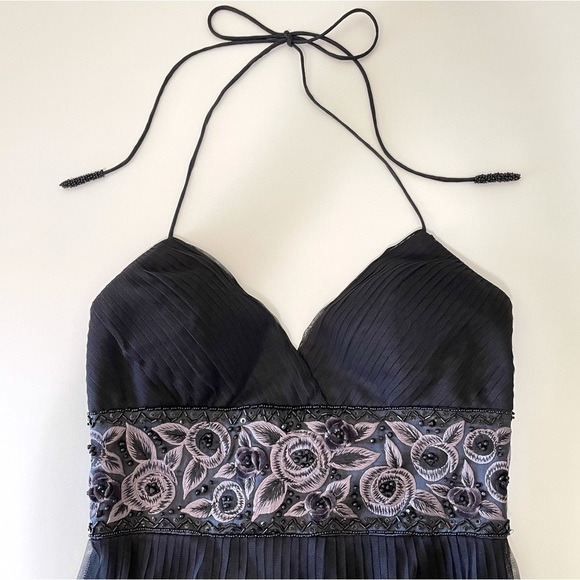Sue Wong Nocturne Vintage 90s Embroidered Bead Detail Fairy Goth Halter Dress 6 - Picture 10 of 16